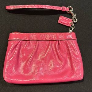 Coach leather wristlet hot pink like new